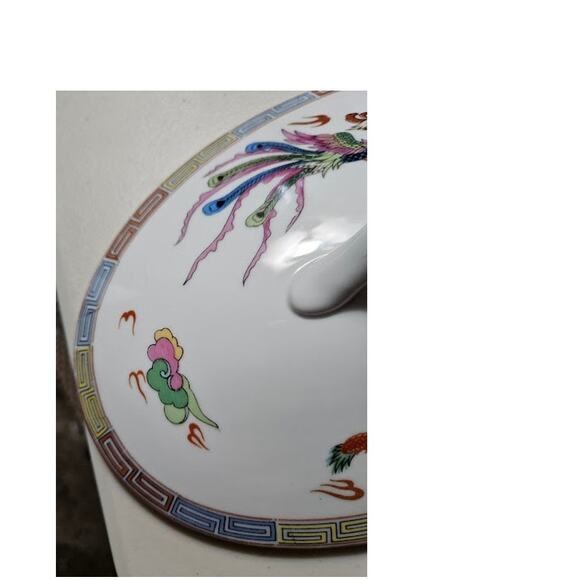 Nakazato Japanese Oval Casserole: Phoenix & Dragon Design Lidded Serving Bowl - Picture 11 of 11